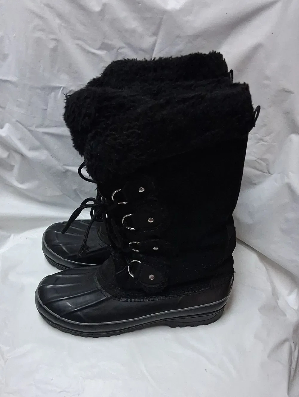 Khombu Black Faux Fur Winter Boots - Women's Cold-Weather Boot Sz 8